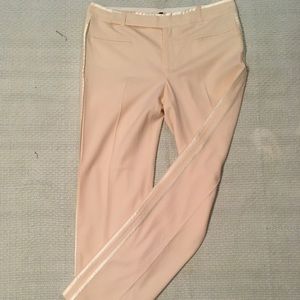 Cream wool crepe lined tuxedo pant
